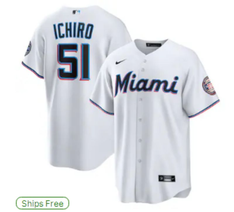 Men 2025 Miami Marlins #51 Ichiro White Game Nike MLB Jersey style 01